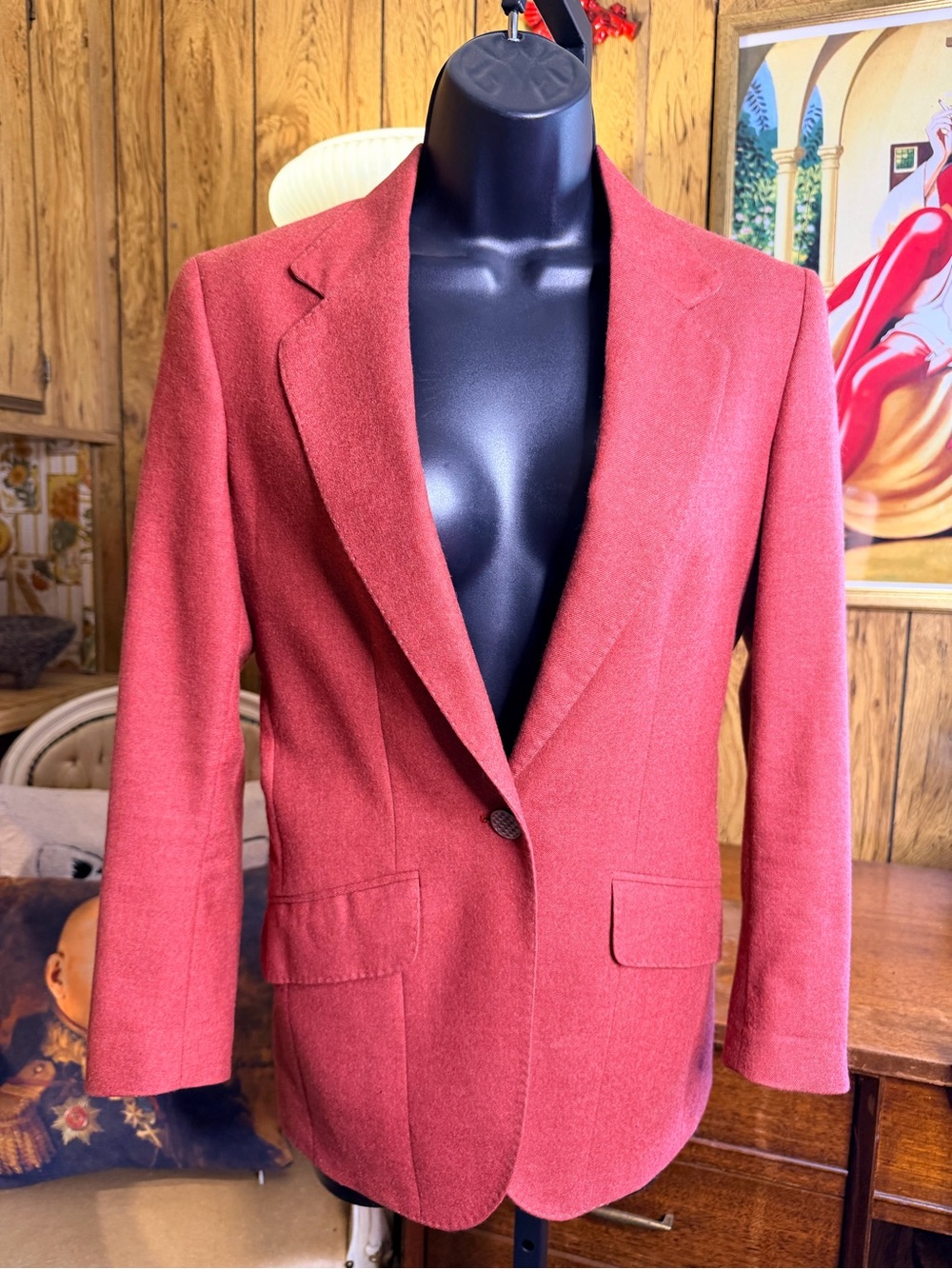 One of a Kind Hand Tailored Wool Blazer with Subtle Skull Pattern Lining